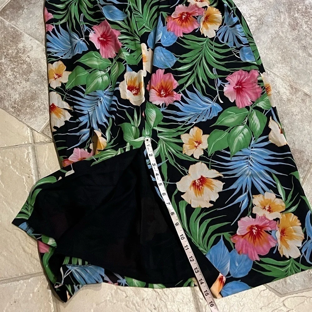 Emma James Floral Tropical A Line Vintage Maxi Skirt Plus Size 18 W Polyester